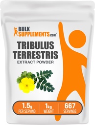 BulkSupplements.com Poudre d'extrait de Tribulus Terrestris - Suppléments de Tribulus Terrestris, Supplément à base de plantes - Sans gluten, 1,5g par portion, 1kg (2,2 lb) (paquet de 1)
