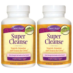 Nature Secret Super Cleanse Extra Strength Detox & Gentle Elimination Body Cleanse, Digestive & Colon Health Support - Stimuler le mélange de 14 herbes avec des probiotiques - 100 comprimés (paquet de 2)