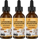 Glycinat de magnésium gouttes liquides - Tchélate liposomique avec goût de cerise pour l'absorption facile, favorise le sommeil, l'humeur, la santé intestinale et osseuse, réduit le stress - 60ML (2,04 Fl Oz (paquet de 3))