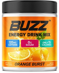Morning Buzz Energy Drink Powder - Energy Boost Drink Mix - Énergie sans sucre avec des antioxydants - Morning Kickstart et Sport Nutrition Endurance Product - 30 portions, Orange Burst, 8 onces