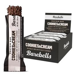Barebells Protein Bars Cookies & Crème - 12 Compte, 20g Traitements à haute teneur en protéines - Chocolate Nutrition Bar avec 1g de sucres totaux - Petit déjeuner sur le pouce ou Snack post-entraînement