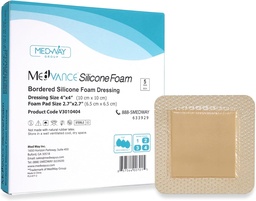MedVance TM Silicone - Composition adhésive en mousse en silicone bordé 4"x4" (pad 2,7"x2,7"), Boîte de 5 pansements