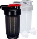 Bouteille de Shaker Protein Shakes Cup 10 Once Bouteille de Shaker avec boules de fouet, Set de bouteille pour mélanges de protéines, Shakers for Protein Shakes, Shaker Cup, Protein Shaker, Black+Grey, 2PCS