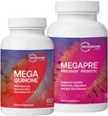 Microbiome Labs MegaPre Prébiotique pour soutenir la digestion et la barrière de la gueule (180 capsules) + MegaQuinone K2-7 Supplément complet de vitamine K avec Magnésium, Zinc (60 capsules) - 2 produits