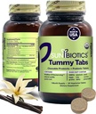 SUNBIOTICS Tummy Tabs - Comprimés probiotiques et prébiotiques à croquer avec 18 milliards d'UCF de 4 souches probiotiques pour la bonne flore de Gut, système immunitaire et microbiome équilibré - Vanille, (paquet de 1)