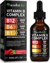 Vitamine B12 gouttes liquides - Vitamine biologique B12 gouttes sublinguales - Vitamine biologique B-Complex B5 Acide pantothénique - Vegan B12 Sublingual 5000 mcg avec vitamine B6, liquide B12 méthylcobalamine soutient