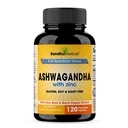 SANDHUHERBALS Sandhu Herbals Ashwagandha Supplément de 120 Organic 4 en 1 Capsules, 2 mois d'approvisionnement avec zinc, poivre noir et extrait de basilic saint.