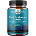 Supplément naturel d'esprit et de mémoire pour augmenter la performance mentale et la clarté soutient la fonction cérébrale faite avec l'extrait de thé vert pur DMAE Bitartrate et vitamines - 60 Compte