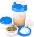 Bouteille de shaker protéinique 16oz avec boule de shaker et 2 pots de stockage.