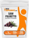 BulkSupplements.com Saw Palmetto Extract Powder - Serenoa Repens, Saw Palmetto supplément, supplément à base de plantes - végétalien et sans gluten, 1g par portion, 250g (8.8 oz) (paquet de 1)