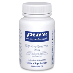 Encapsulations pures Enzymes digestifs Ultra - Supplément enzymatique digestif végétarienne pour soutenir la digestion des protéines, des glucides, des fibres et des produits laitiers* - 180 capsules