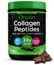 Poudre de peptides de collagène hydrolysée pour femmes et hommes, chocolat, 20g de collagène à herbe - Supplément cheveux, peau, ongles et soutien articulaire, Paléo & Keto, Non-OGM, Type I et III, 1lb
