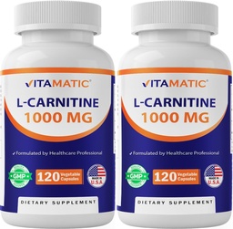 Fumarate de L-Carnitine vitamatique 1000 mg - 120 capsules végétales (2 bouteilles)