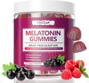 Gommies Melatonine: Suppléments de sommeil pour les hommes et les femmes, 60 Gommies, aide naturelle au sommeil, Gommies de sommeil de force maximale avec 10mg de Melatonine par supplément de gommy, Arôme cassis