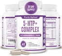 Supplément Premium 5-HTP Plus 250mg Force maximale - Aide au sommeil, Mood Boost, favorise le calme et la relaxation, support de gestion du stress - amélioré avec la vitamine B6, sans gluten, sans OGM, 60 capsules de légumes