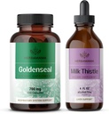 HERBAMAMA Kit de chardon de seigle et de lait - Ensemble de 700 mg Capsules de racines de seigle et de chardon de lait Teinture 2 fl oz - Vegan, non-OGM, sans sucre et sans alcool - 2 Pack