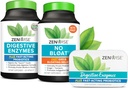 Zenwise Health Bliss Bundle Enzymes digestifs + Non Bloat + étain de voyage gratuit - avant et après repas routine digestive avec enzymes et probiotiques pour la digestion