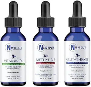 Nano Essential Wellness Bundle combine 3 produits de promotion de la santé : Nano Glutathion, Nano Méthyl B-12 et Nano Vitamine D3