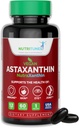 Astaxanthine 12mg Vegan Softgels – Antioxydant de haute puissance pour la peau, l'oeil et le soutien immunitaire – Non-OGM, sans gluten, soja, lactose et l'ESB, 60 Vegan Softgels, 2 mois d'approvisionnement