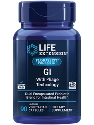 Prolongation de la vie FLORASSIST GI avec la technologie Phage, la santé digestive, le soutien probiotique, l'absorption des nutriments, 7 souches probiotiques, mélange de bactériophage, 90 capsules végétariennes liquides