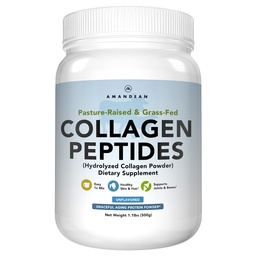 Poudre de peptides de collagène d'AMANDEAN (17,6 oz). Supplément protéinique hydrolysé alimenté par l'herbe. Promotion des articulations saines, de la peau, des cheveux, des ongles. Non aromatisé et facile à mélanger.