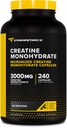 Primaforce Creatine Capsules monohydratées - 240 Capsules, 3000mg par portion, sans gluten et sans OGM