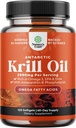 Huile de krill antarctique 2000mg Softgels par portion - supplément d'huile de krill oméga 3 avec EPA DHA & Astaxanthin - 3e laboratoire de partie testé sans OGM de gluten ou après-goût de poisson - 2 mois