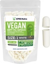 XPRS Nutra Taille 1 Capsules vides - 100 Compte Capsules vides de végétalien - Pilules végétariennes - Bricolage Gélule végétale Remplissage- Bouchons de pilules pour Do-It-Youlf Suppléments (Blanc)