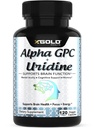 Alpha GPC + Uridine 900mg Nootrope puissant pour Boost Focus, Memory, Energy, Mood & Cognitive Performance 120 Capsules végétariennes