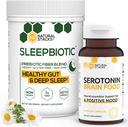 Suppléments de piles naturelles - SleepBiotic Prebiotic Fibre (292g) + Supplément de sérotonine (60caps) - pour la stimulation de l'humeur et de l'énergie, la santé mentale, la santé git et mieux dormir