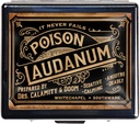 Silver Vintage Pill Box Boîte à pilules métalliques de 7 jours avec miroir et 8 compartiments Mignon organisateur de pilules de voyage pour la chasse (Poison Laudanum)