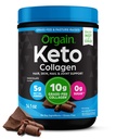 Orgaine Kéto poudre de protéines de collagène, chocolat - 10g Herbacé Fed Peptides de collagène hydrolysés pour les femmes et les hommes, Type I et III, 5g MCT huile - cheveux, peau, ongles et soutien articulaire, non-OGM, sans gluten - 0,88lb