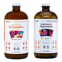 LIQUIDHEALTH Mega Energy B-Complex & Calcium and Magnésium Liquid Vitamine Bundle pour les adultes - Augmenter le niveau d'énergie naturelle, soutenir la santé des os et des articulations, Boost Immune System - Vegan, Non-OGM, USA Made