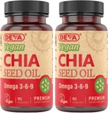 DEVA Vitamines végétales Huile de graines de chia, emballée avec Omega 3, 6, 9 et autres acides gras essentiels, pressés à froid et non raffinés, 90 capsules, (paquet de 2)