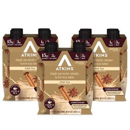 Chai Tea Latte Aromatised Protein Shake, High Protein Shake, Faible Glycémie, Faible Carb, Sucre faible, Keto Friendly, Sans gluten, 12 nombres (3 jeux de 4)