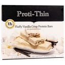 Proti-Thin Fluffy Vanilla Crisp Protein Bars, 15g de protéines, faible teneur en calories, très faible teneur en glucides (VLC), faible teneur en graisses, haute teneur en fibres, KETO Diet Friendly, Idéal Protéine Compatible, Pas d'ingrédients gluten, 7 /Box