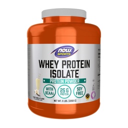 MAINTENANT Aliments Sports Nutrition, Isolation de protéines de lactosérum, 25 g Avec BCAAs, Poudre de vanille crémeuse, 5-Pound