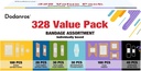 Variété Bandages Pack, 328ct Assortiment Bulk Tailles, Formes et Caractéristiques Variable Tissu Sheer & Flex avec Benzalkonium, Tissu ECO Bamboo, Imperméable, Cartoon Blind Box Bandes