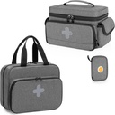 CURMIO Sac de rangement de médicaments Vide, organisateur de bouteille de pilule verrouillable avec poches zippées portatives pour trousses de premiers soins, boîte de médecine pour la maison et le voyage