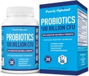Probiotiques premium purement optimaux (différents types) avec prébiotiques organiques et enzymes digestives (30 Nombre (paquet de 1), 100 milliards UFC)
