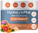 Support du foie Hydralyte + Mélange d'électrolyte avec le chardon de lait, le curcuma, le gingembre, la poire piquante, l'extrait de thé vert préparé pour la réhydratation rapide, (Blood Orange Ginger, 40 Servir Tub)