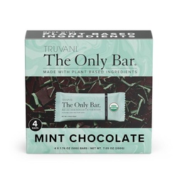 Truvani à base de plantes Snack Bars de chocolat Mint 4 Pack de 7g de protéines USDA biologique et végétalien Le seul bar de lait, de soja et sans gluten