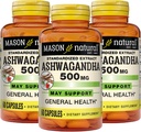 MASON NATURAL Ashwagandha 500 mg, Adaptogène pour le stress et le soutien énergétique, supplément à base de plantes, 180 jours d'approvisionnement