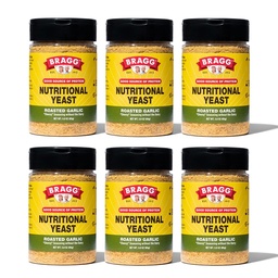 Assaisonnement d'ail rôti de levure de Bragg alimentaire - (6 pack) 3 oz - Substitut de fromage de parmesan sans lait - Parfait pour les salades, les pâtes, le pop-corn et plus