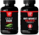 Anti-Aging Essential - Solution de cheveux gris – Formule anti-rides - Saw Palmetto Natural - 2 bouteilles (60 capsules + 60 capsules)