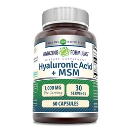 Formules étonnantes Acides hyaluroniques et supplément MSM (1000 Mg par portion)