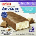 Millville Élévation Advance Chocolate Coconut Bars, Carb Conscient, 5g de protéines, avec des recettes. Une boîte de 5, 1,4oz Barres emballées individuellement. Bundle comprend 2 recettes, 5 bars.