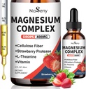Magnésium Glycinat liquide 400mg, Magnésium complexe à haute absorption supplémen avec vitamine B6, D, C pour soutenir le sommeil, le muscle, la santé nerveuse, végétalien sans gluten sans OGM (2 Fl Oz/Strawberry)