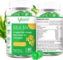 2 Pack Gommies de mousse de mer irlandaise biologique avec huile de graines noires, chlorophylle - Thyroïde, Mood, Energy & Immune Support - Femmes & Hommes, Adulte & Enfant - 120 Gummes végétaliens
