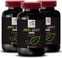 Supplément de cheveux anti-gris - ANTI GRAY HAIR COMPLEX - Vibrance boost, Inversion des cheveux gris, nuance des cheveux frais, Vibrance jeune, longévité de la couleur, couleur des cheveux lumineux, éclat des cheveux 3Bot 180Caps